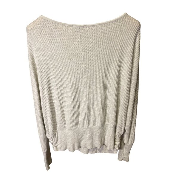 Democracy Gray Loose Fit Butterfly Sleeve Waffle Texture Lightweight Top Sz L - Picture 2 of 11